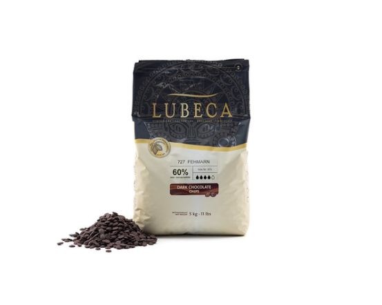 Lubeca tumšā kuvertūra Fehmarn Chips 60%, 5 kg